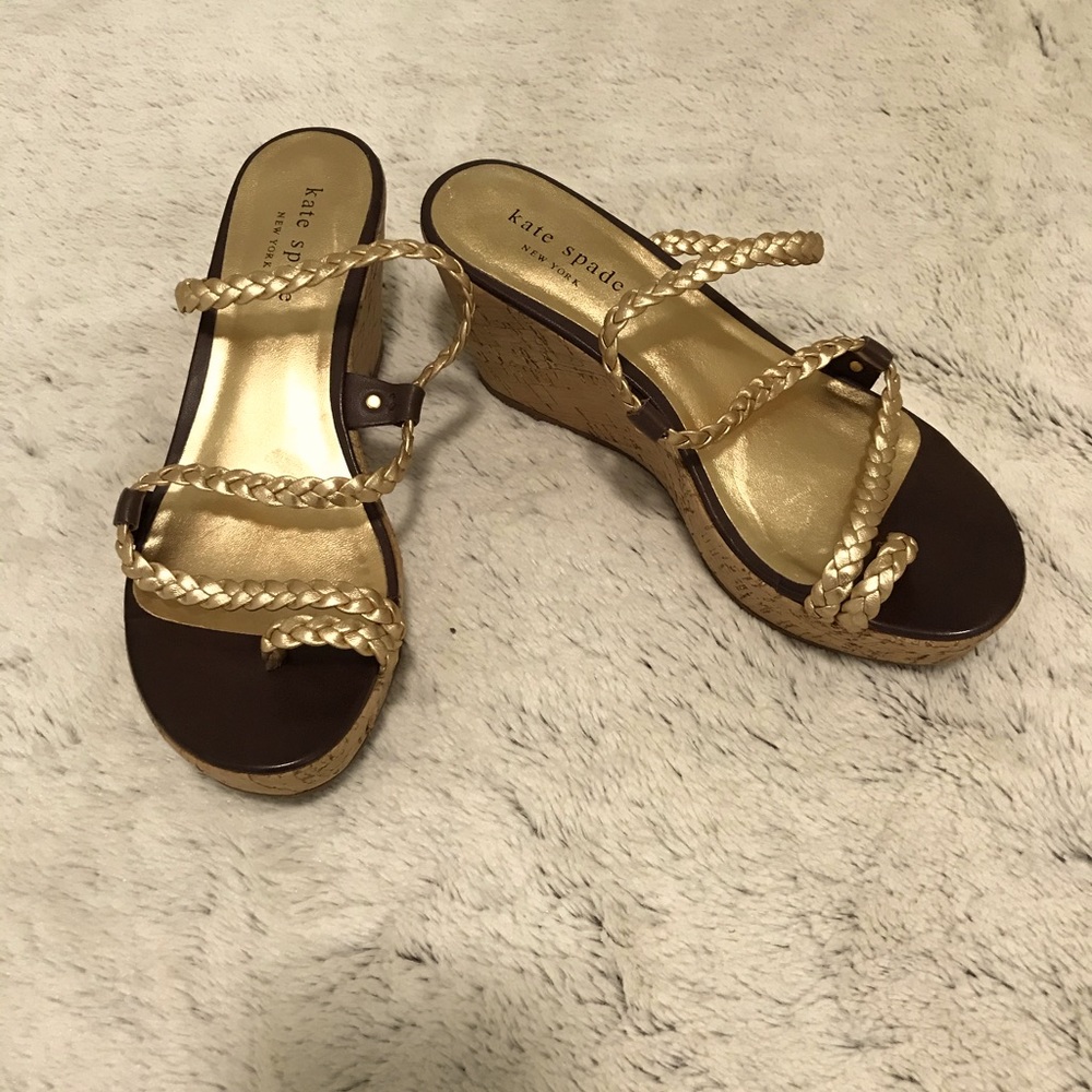 Beautiful gold Kate Spade wedge sandals